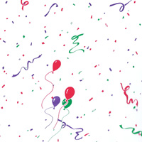 Green Red and Purple Balloons and Confetti Cello Roll 24 x 50