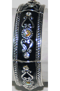 Bracelet - Silver and Black with Iridescent Stones