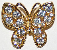 Pin Small Gold Butterfly with Clear Stones
