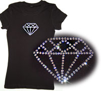 Black tshirt with diamond design in jewels