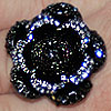 black rhinestone flower ring