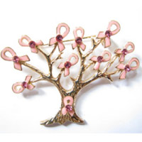 Tree Gold with Pink Ribbons