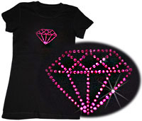 Black tshirt with diamond design in pink jewels