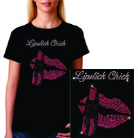 Black tshirt Lipstick Chick Tee