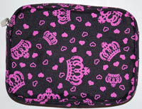 Pink Crowns on Black Cosmetic Bag