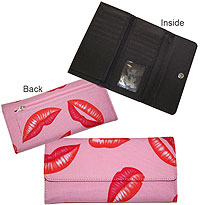 Large Pink and Red Lip Wallet