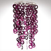 Round PVC Circle Chandelier with Crystals Fuchsia