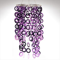 Round PVC Circle Chandelier with Crystals Fuchsia
