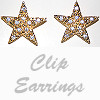 Earrings Unrefined Gold Star Rhinestone Clip On