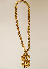 Necklace Large Gold Chain with Dollar Sign Pendant