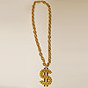 Necklace Large Gold Chain with Dollar Sign Pendant